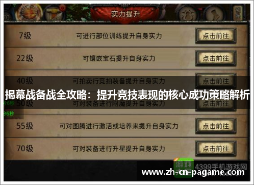 揭幕战备战全攻略：提升竞技表现的核心成功策略解析